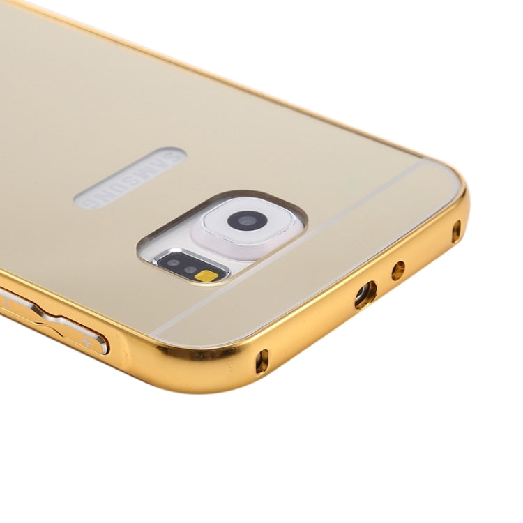 For Galaxy S6 edge / G925 Push-pull Style Metal Plating Bumper Frame + Acrylic Back Cover Combination Case