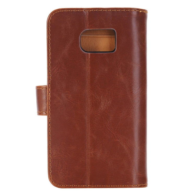 For Galaxy S7/G930 Crazy Horse Texture Horizontal Flip Leather Case with 3 Pages of Card Slots & Wallet & Holder