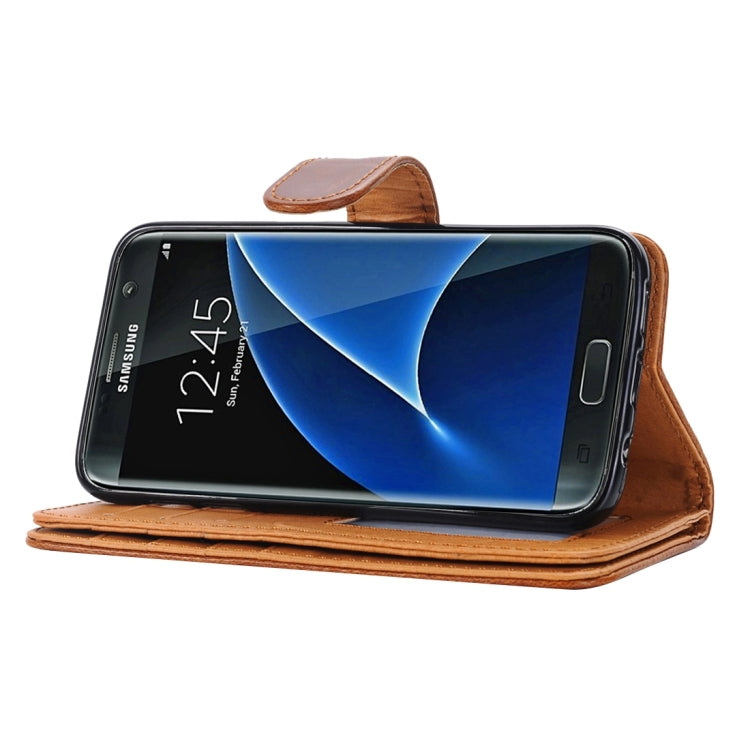 For Galaxy S7/G930 Crazy Horse Texture Horizontal Flip Leather Case with 3 Pages of Card Slots & Wallet & Holder