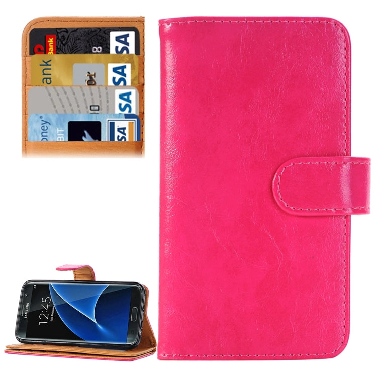 For Galaxy S7/G930 Crazy Horse Texture Horizontal Flip Leather Case with 3 Pages of Card Slots & Wallet & Holder