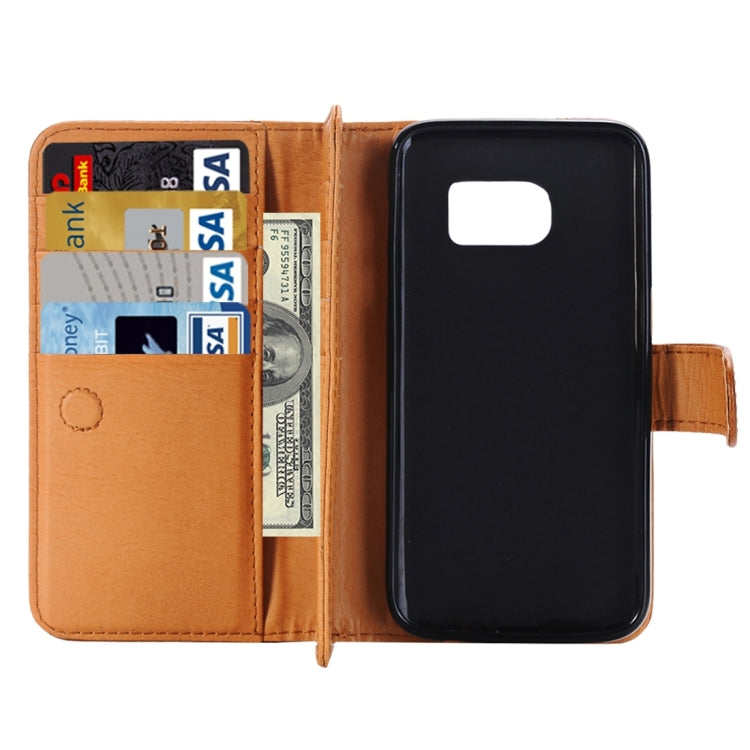 For Galaxy S7/G930 Crazy Horse Texture Horizontal Flip Leather Case with 3 Pages of Card Slots & Wallet & Holder