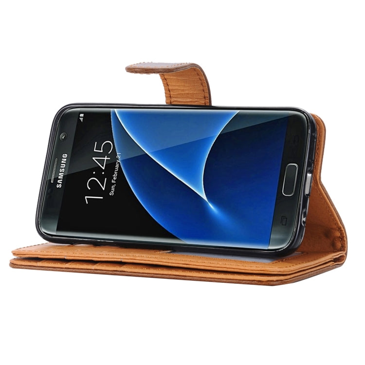 For Galaxy S7/G930 Crazy Horse Texture Horizontal Flip Leather Case with 3 Pages of Card Slots & Wallet & Holder