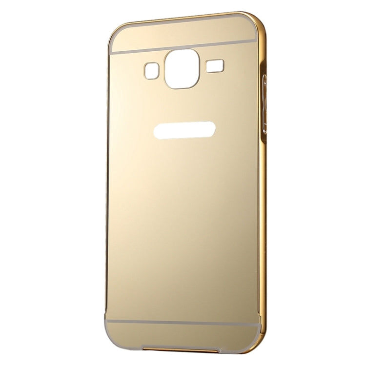 Push-pull Style Metal Plating Bumper Frame + Acrylic Back Cover Combination Case for Galaxy J1