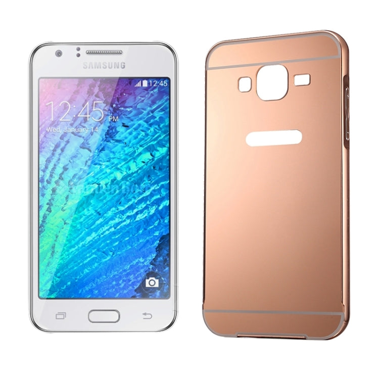 Push-pull Style Metal Plating Bumper Frame + Acrylic Back Cover Combination Case for Galaxy J1