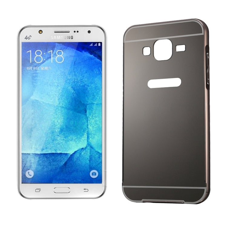 Push-pull Style Metal Plating Bumper Frame + Acrylic Back Cover Combination Case for Galaxy J7
