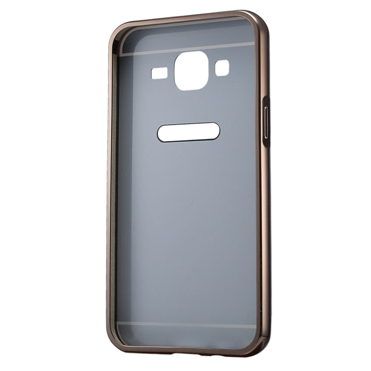 Push-pull Style Metal Plating Bumper Frame + Acrylic Back Cover Combination Case for Galaxy J7