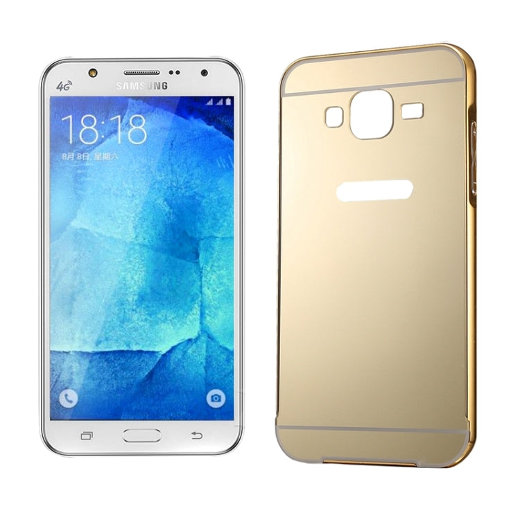 Push-pull Style Metal Plating Bumper Frame + Acrylic Back Cover Combination Case for Galaxy J7