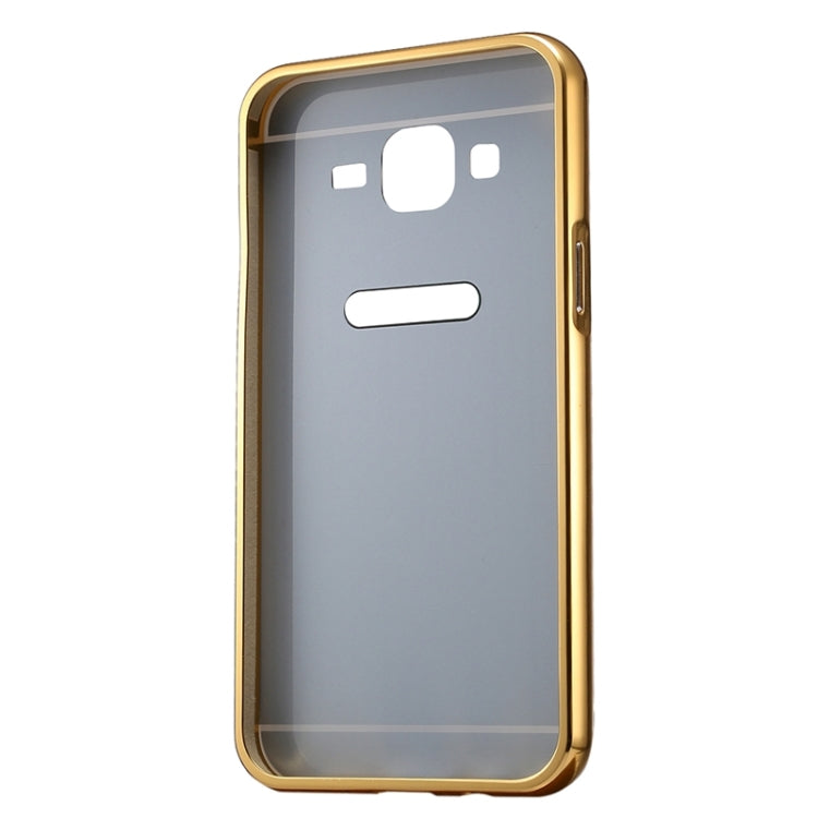 Push-pull Style Metal Plating Bumper Frame + Acrylic Back Cover Combination Case for Galaxy J7