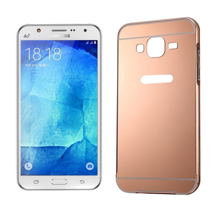 Push-pull Style Metal Plating Bumper Frame + Acrylic Back Cover Combination Case for Galaxy J5