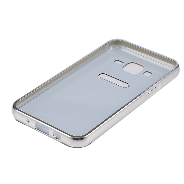 Push-pull Style Metal Plating Bumper Frame + Acrylic Back Cover Combination Case for Galaxy J5