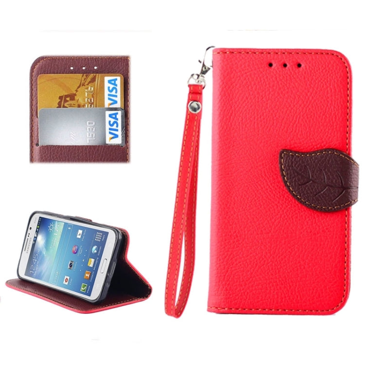 Litchi Texture Horizontal Flip Leather Case with Holder & Card Slots & Wrist Strap & Side Chain with Leaf Shape for Galaxy Core II / SM-G355H