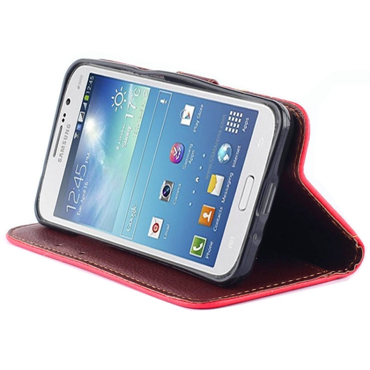 Litchi Texture Horizontal Flip Leather Case with Holder & Card Slots & Wrist Strap & Side Chain with Leaf Shape for Galaxy Core II / SM-G355H
