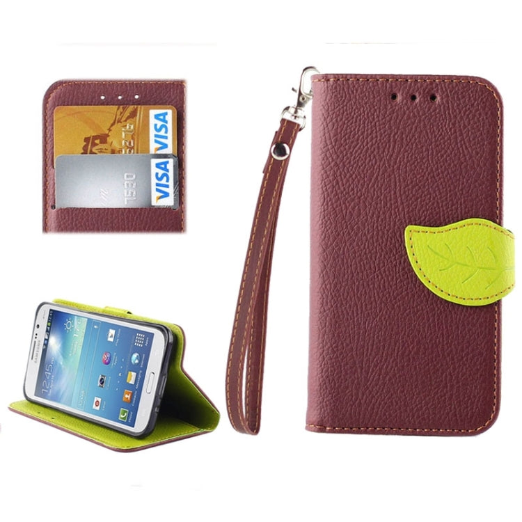 Litchi Texture Horizontal Flip Leather Case with Holder & Card Slots & Wrist Strap & Side Chain with Leaf Shape for Galaxy Core II / SM-G355H