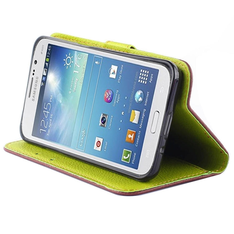 Litchi Texture Horizontal Flip Leather Case with Holder & Card Slots & Wrist Strap & Side Chain with Leaf Shape for Galaxy Core II / SM-G355H