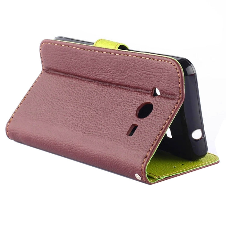 Litchi Texture Horizontal Flip Leather Case with Holder & Card Slots & Wrist Strap & Side Chain with Leaf Shape for Galaxy Core II / SM-G355H