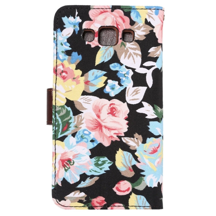 Floral Cloth Magnetic Snap Flip Leather Case with Holder and Card Slots for Galaxy A7 / A700F