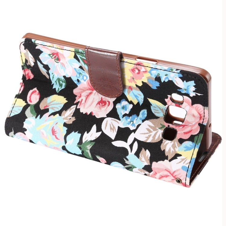 Floral Cloth Magnetic Snap Flip Leather Case with Holder and Card Slots for Galaxy A7 / A700F