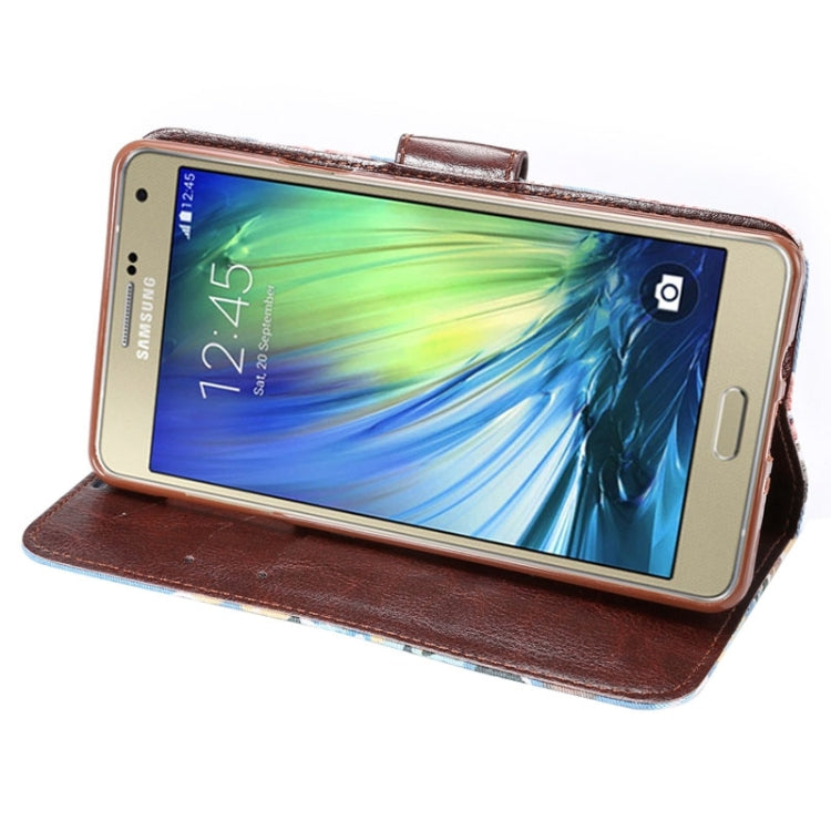 Floral Cloth Magnetic Snap Flip Leather Case with Holder and Card Slots for Galaxy A7 / A700F