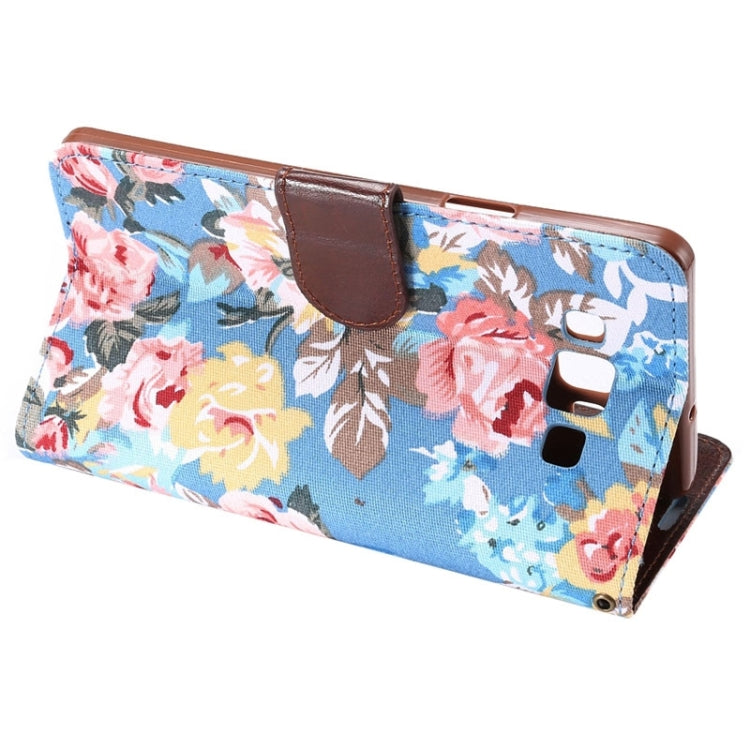 Floral Cloth Magnetic Snap Flip Leather Case with Holder and Card Slots for Galaxy A7 / A700F