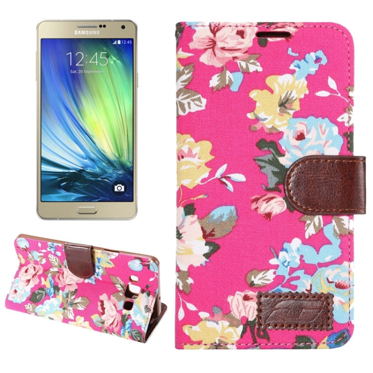 Floral Cloth Magnetic Snap Flip Leather Case with Holder and Card Slots for Galaxy A7 / A700F