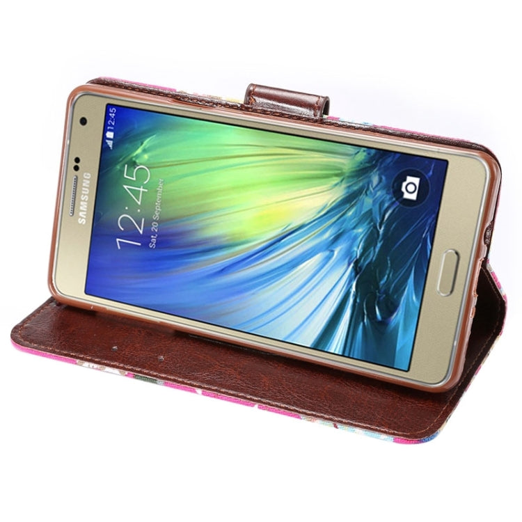Floral Cloth Magnetic Snap Flip Leather Case with Holder and Card Slots for Galaxy A7 / A700F