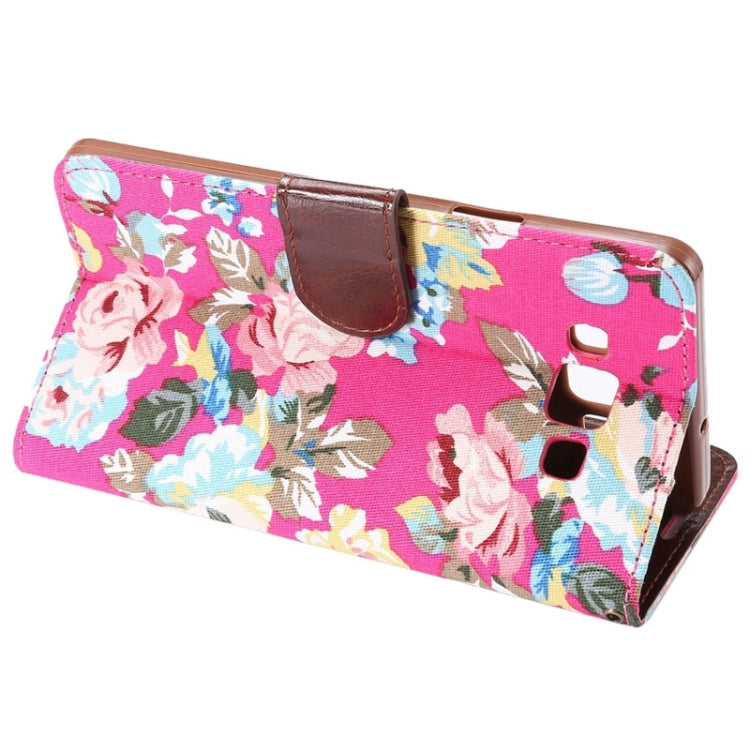 Floral Cloth Magnetic Snap Flip Leather Case with Holder and Card Slots for Galaxy A7 / A700F