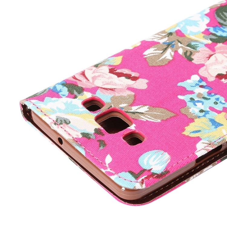 Floral Cloth Magnetic Snap Flip Leather Case with Holder and Card Slots for Galaxy A7 / A700F