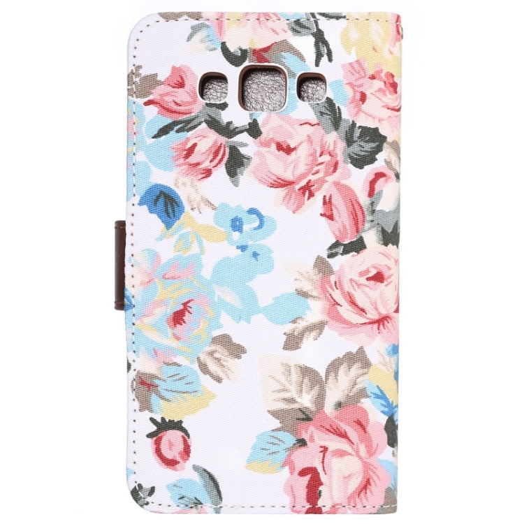 Floral Cloth Magnetic Snap Flip Leather Case with Holder and Card Slots for Galaxy A7 / A700F