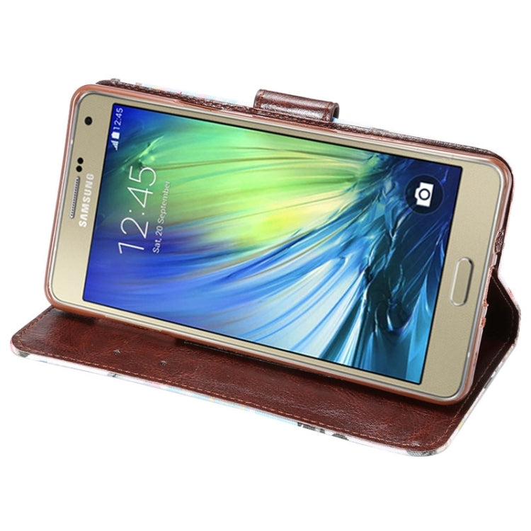 Floral Cloth Magnetic Snap Flip Leather Case with Holder and Card Slots for Galaxy A7 / A700F