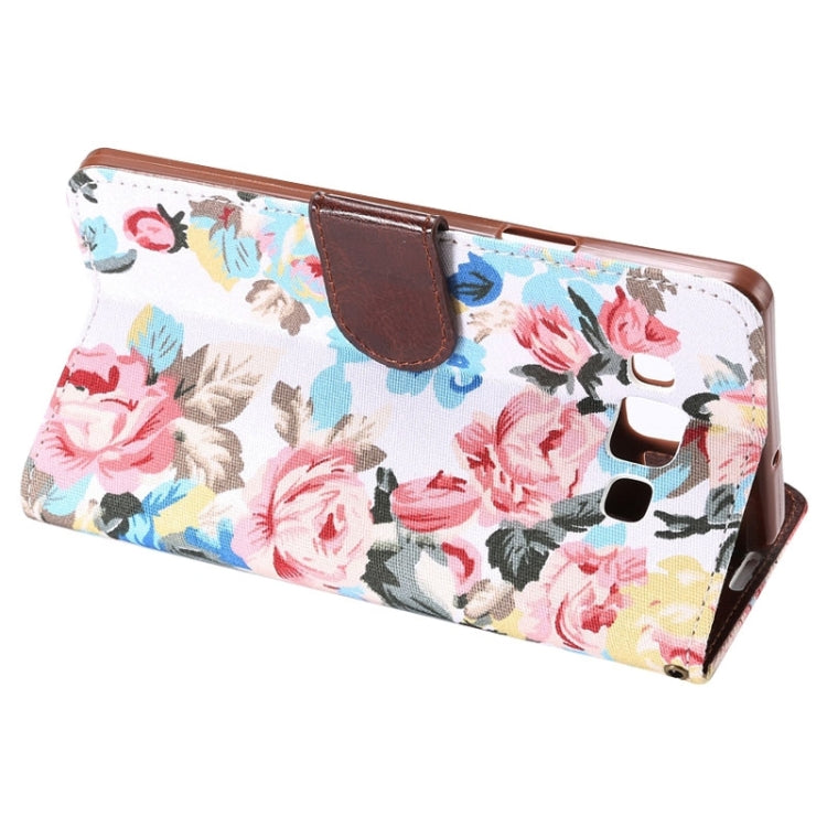 Floral Cloth Magnetic Snap Flip Leather Case with Holder and Card Slots for Galaxy A7 / A700F