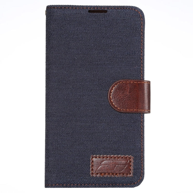 Denim Texture Leather Case with Holder and Card Slots for Galaxy A7 / A700F(Black)