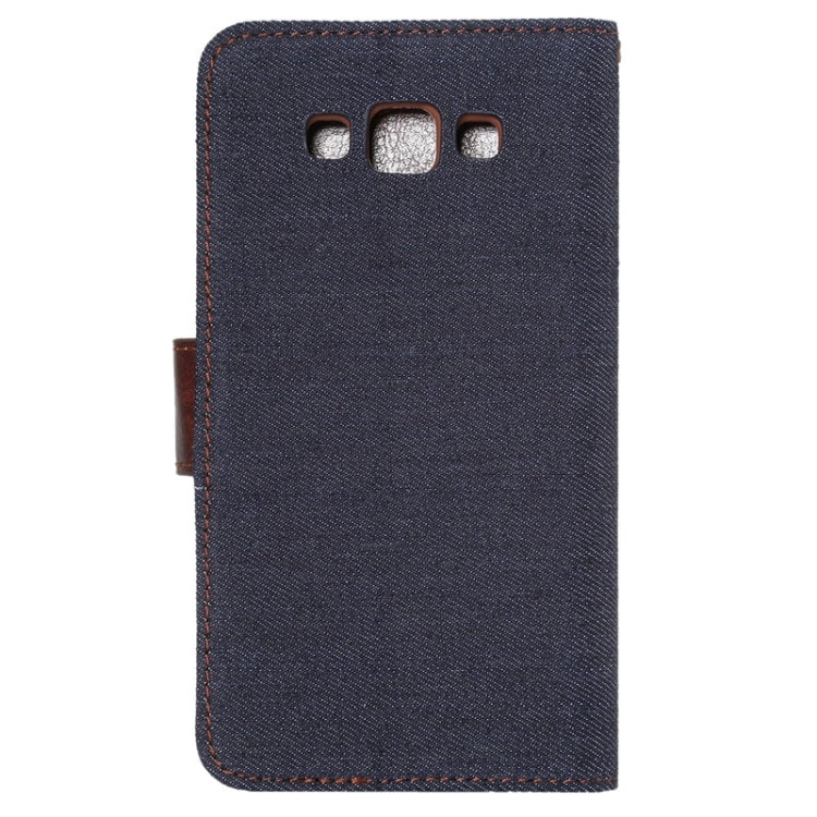 Denim Texture Leather Case with Holder and Card Slots for Galaxy A7 / A700F(Black)