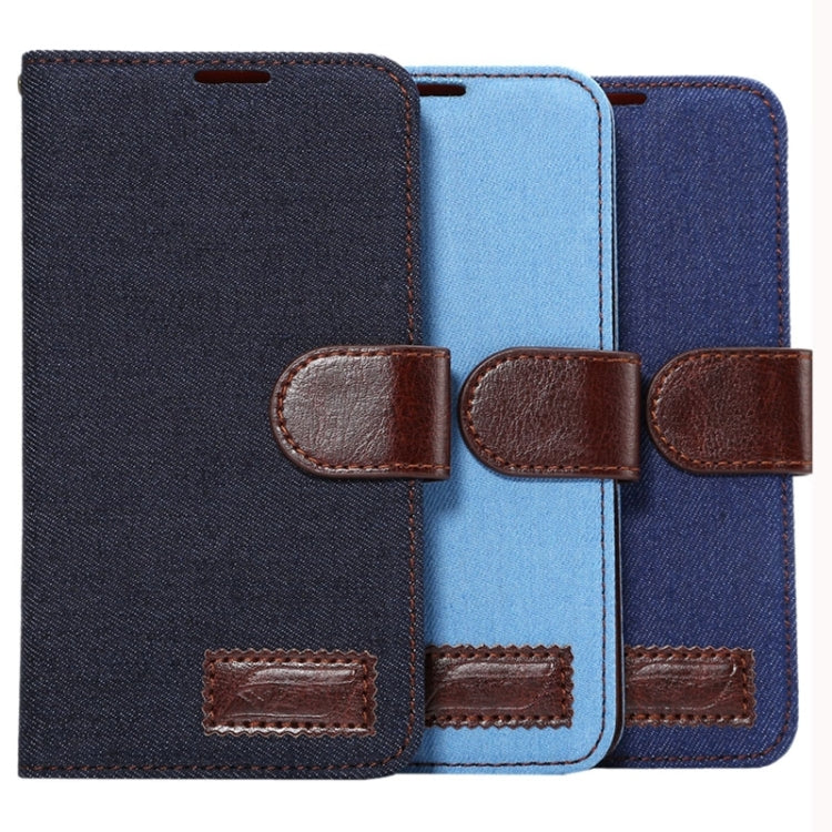 Denim Texture Leather Case with Holder and Card Slots for Galaxy A7 / A700F(Black)