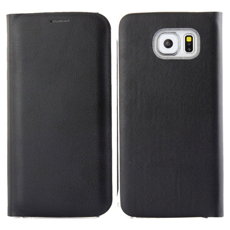 For Galaxy S6 Horizontal Flip Solid Color Leather Case with Card Slots