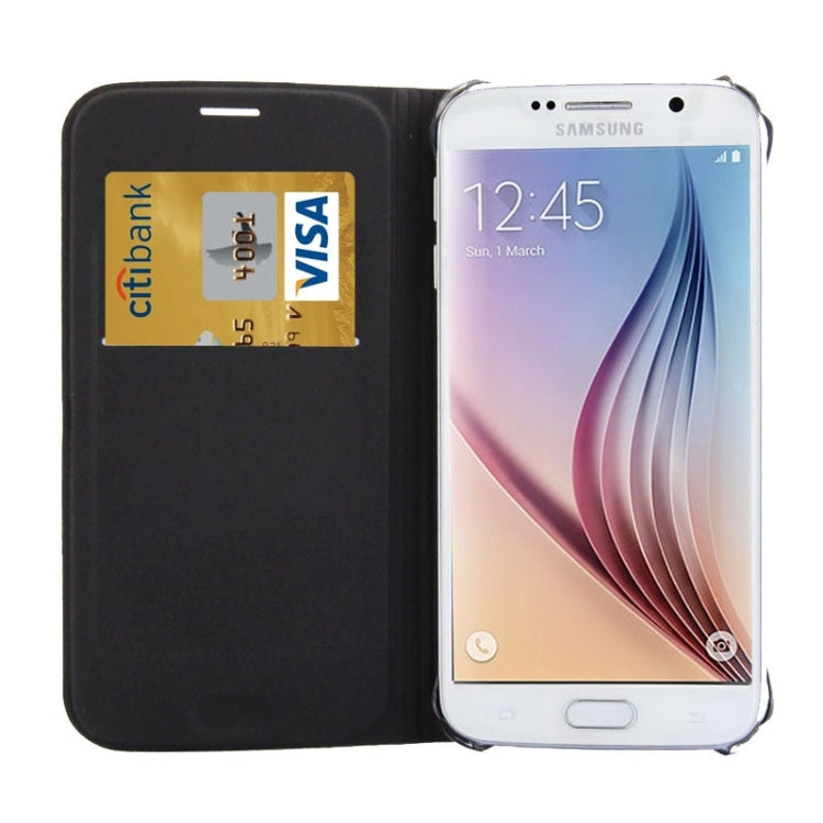 For Galaxy S6 Horizontal Flip Solid Color Leather Case with Card Slots