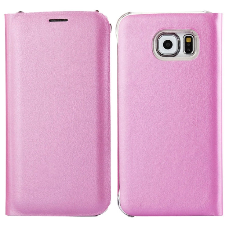 For Galaxy S6 Horizontal Flip Solid Color Leather Case with Card Slots