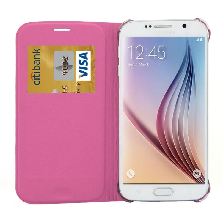 For Galaxy S6 Horizontal Flip Solid Color Leather Case with Card Slots