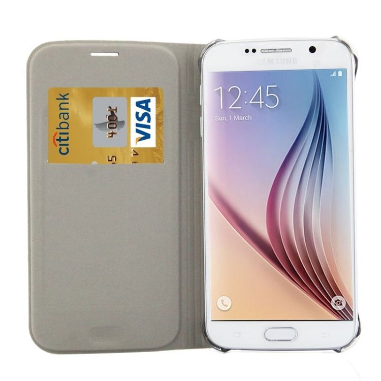 For Galaxy S6 Horizontal Flip Solid Color Leather Case with Card Slots