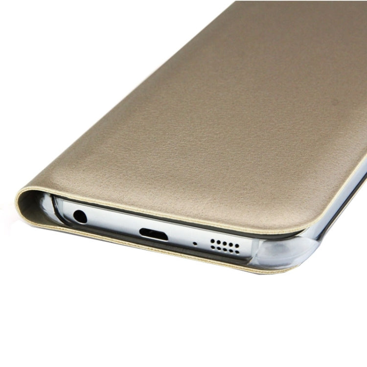 For Galaxy S6 Horizontal Flip Solid Color Leather Case with Card Slots
