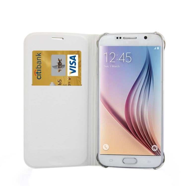 For Galaxy S6 Horizontal Flip Solid Color Leather Case with Card Slots