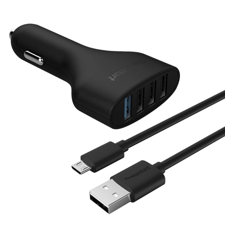 Tronsmart TS-CC4PC 2A Max Qualcomm Quick Charge 2.0 4 USB Ports Car Charger with Cable Kit for Tablet and Phone(Black)