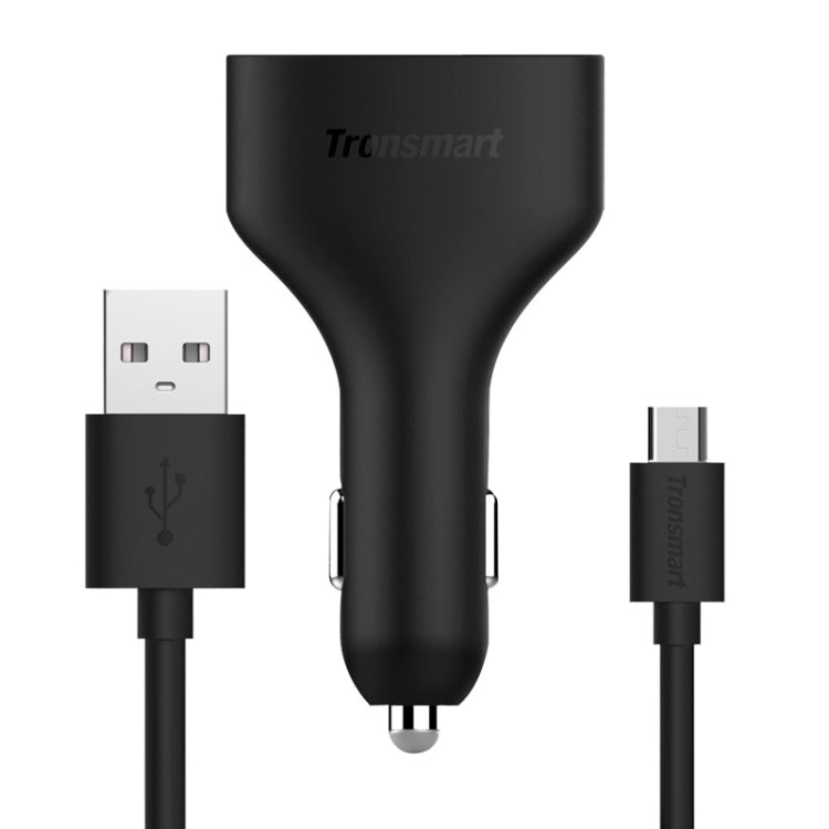Tronsmart TS-CC4PC 2A Max Qualcomm Quick Charge 2.0 4 USB Ports Car Charger with Cable Kit for Tablet and Phone(Black)