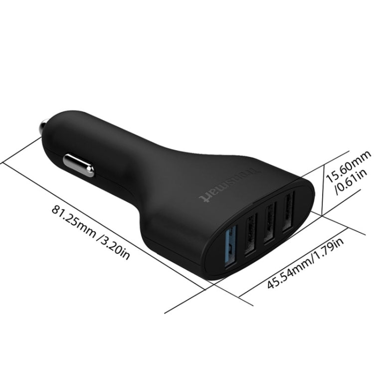Tronsmart TS-CC4PC 2A Max Qualcomm Quick Charge 2.0 4 USB Ports Car Charger with Cable Kit for Tablet and Phone(Black)