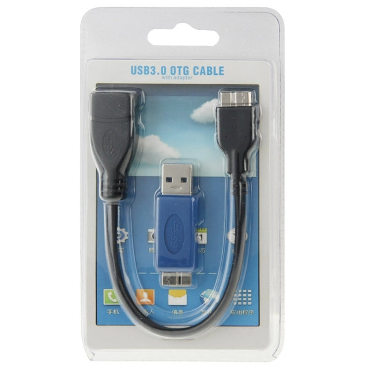 22cmMicro USB 3.0 OTG Cable with USB 3.0 Adapter , For Galaxy Note III / N9000, Galaxy S5 / G900, Galaxy Tab Pro 12.2 / P900