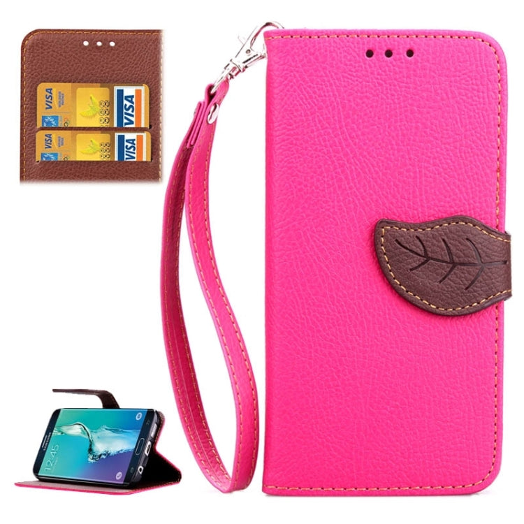 For Galaxy S6 edge+ / G928 Litchi Texture Leaf Buckle Horizontal Flip Leather Case with Card Slots & Holder & Wallet & Lanyard
