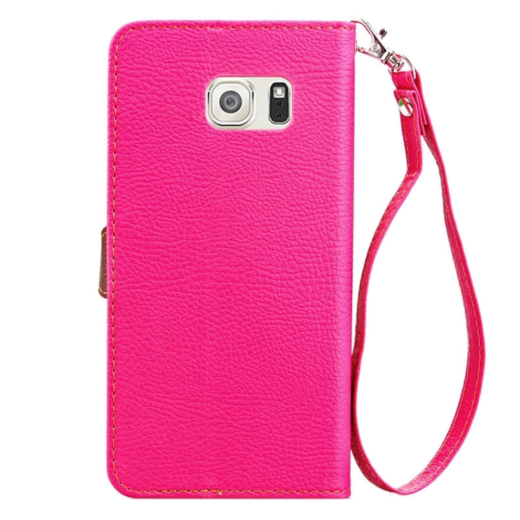 For Galaxy S6 edge+ / G928 Litchi Texture Leaf Buckle Horizontal Flip Leather Case with Card Slots & Holder & Wallet & Lanyard