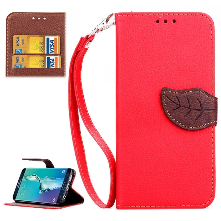 For Galaxy S6 edge+ / G928 Litchi Texture Leaf Buckle Horizontal Flip Leather Case with Card Slots & Holder & Wallet & Lanyard