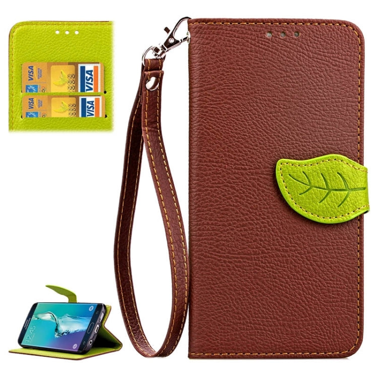For Galaxy S6 edge+ / G928 Litchi Texture Leaf Buckle Horizontal Flip Leather Case with Card Slots & Holder & Wallet & Lanyard