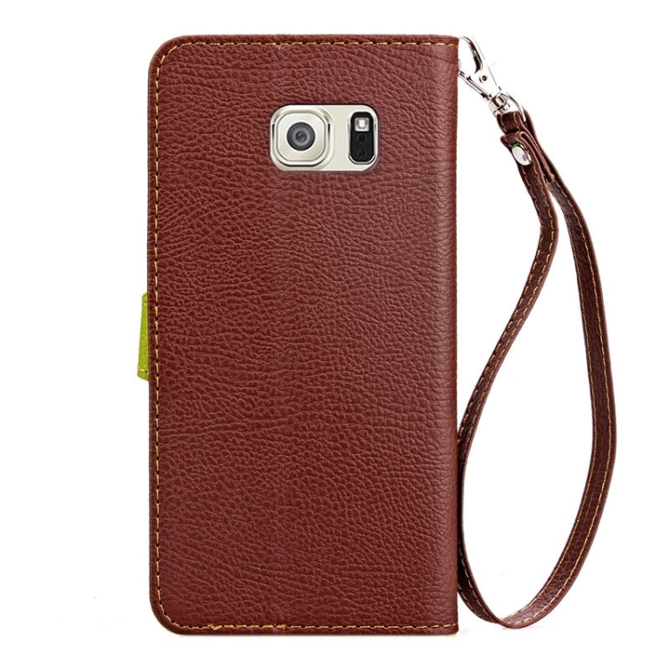 For Galaxy S6 edge+ / G928 Litchi Texture Leaf Buckle Horizontal Flip Leather Case with Card Slots & Holder & Wallet & Lanyard