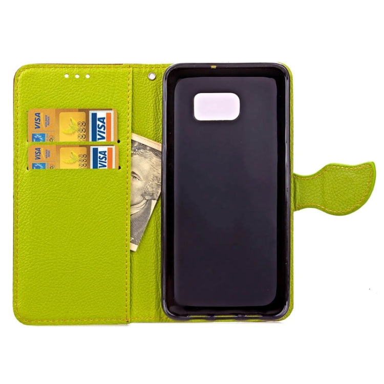 For Galaxy S6 edge+ / G928 Litchi Texture Leaf Buckle Horizontal Flip Leather Case with Card Slots & Holder & Wallet & Lanyard